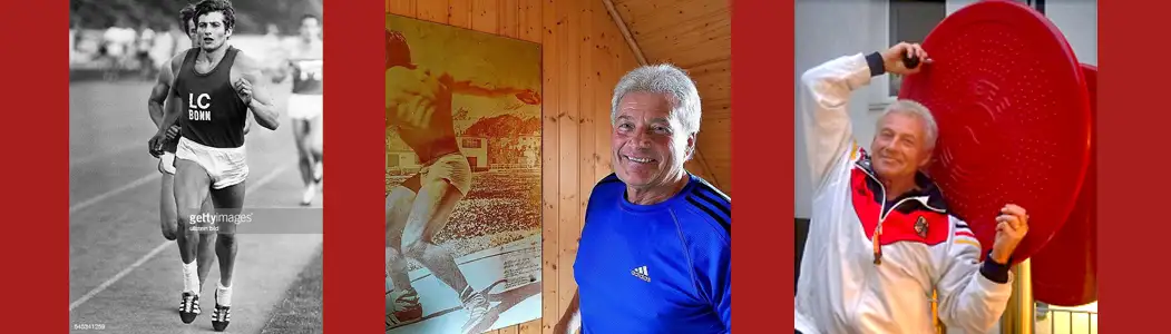 Kleine Fotomontage mit 3 Fotos von Kurt Bendlin, einem ehemaligen Weltrekordler, Hochleistungssportler und Sportlehrer